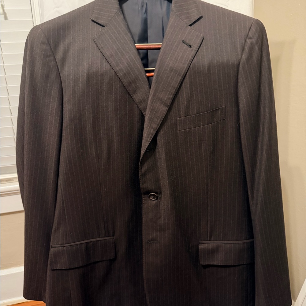 Brooks Brothers Golden Fleece Dark Brown Pinstripe Suit